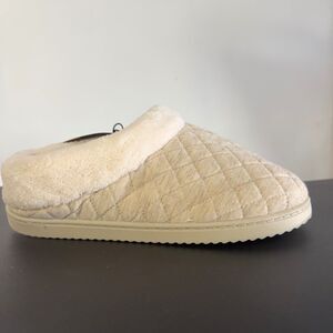 Dearfoams Quilted Clog Slippers Women’s Medium 7-8 Beige Memory Foam Cozy House